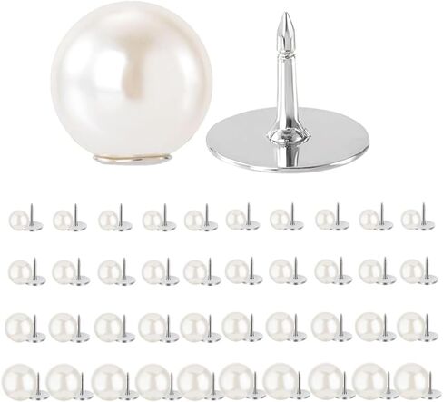 No Sew Pearl Buttons,Detachable Reusable Pearl Brooch Pinsm,Fixed Pins Clothing Accessories for Dress Shirt Shawl DIY Crafts Decoration,40 Pieces (White, 10/12/14/16CM Mix) in Saudi Arabia