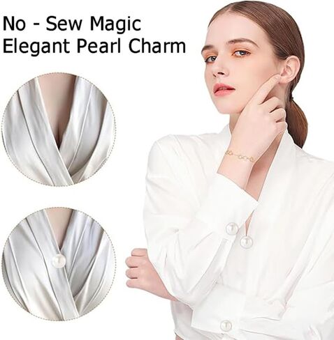 No Sew Pearl Buttons,Detachable Reusable Pearl Brooch Pinsm,Fixed Pins Clothing Accessories for Dress Shirt Shawl DIY Crafts Decoration,40 Pieces (White, 10/12/14/16CM Mix) in Saudi Arabia
