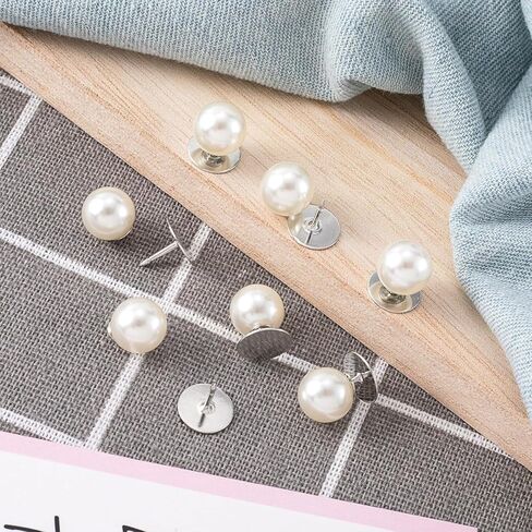 No Sew Pearl Buttons,Detachable Reusable Pearl Brooch Pinsm,Fixed Pins Clothing Accessories for Dress Shirt Shawl DIY Crafts Decoration,40 Pieces (White, 10/12/14/16CM Mix) in Saudi Arabia
