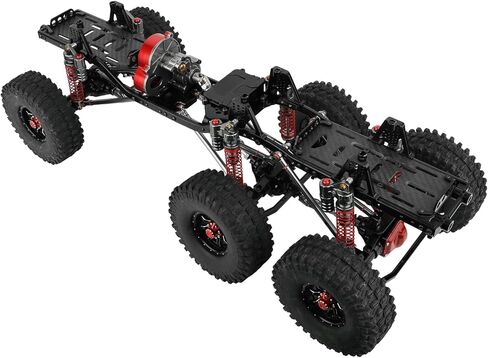 Metal Upgraded 6x6 RC Car Chassis Frame with 2 Front Steering Axles and Middle Axle Transmission 2 Battery Trays DIY for Axial SCX10 1/10 RC Crawler Car Parts (with Wheels) in Saudi Arabia
