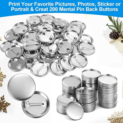 200 Sets 37mm/1.46 Inch Button Maker Supplies Round Badge Parts Blank Pin Back Buttons Parts Metal Pin Badge Kit Includes Metal Shells Back Cover and Clear Film, for Button Maker Machine Pins Makers in Kuwait