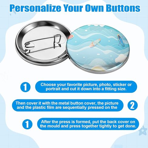 200 Sets 37mm/1.46 Inch Button Maker Supplies Round Badge Parts Blank Pin Back Buttons Parts Metal Pin Badge Kit Includes Metal Shells Back Cover and Clear Film, for Button Maker Machine Pins Makers in Kuwait