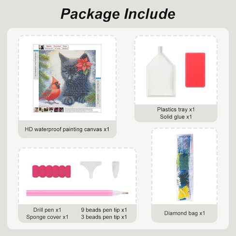 FHBUBPUP Cat Diamond Art Kits for Adults - Cardinal Diamond Painting Kits for Adults Beginners - DIY Full Drill Round Diamond Dot Gem Art Craft Gift, Suitable for Home Wall Decoration 12×12Inch in Saudi Arabia