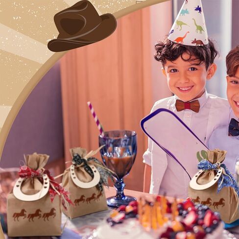 Yexiya 108 PCS Western Cowboy Gift Bags Western Party Favors With Bandana Print Ribbon and Horseshoe Pendant Cowboy Treat Bags for Birthday Party Supplies in Saudi Arabia