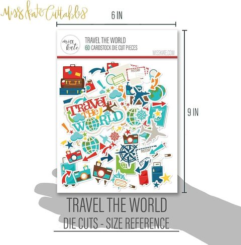 Die Cuts & Paper Set – Travel The World – for Our Adventure Book Exploration Vacation - 16 Single-Sided 12"x12" Sheets & Over 60 Coordinating Die Cuts - Scrapbook - by Miss Kate Cuttables in Saudi Arabia