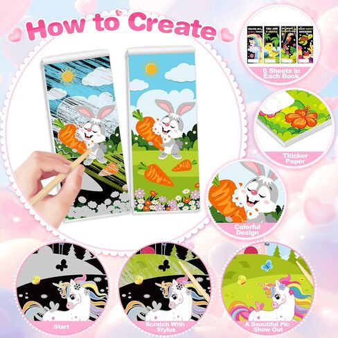 SpringFlower Valentines Day Cards Gift Classroom Exchange,24 Pack Scratch Art Books,Valentines Gift Classroom Exchange Prizes Party Favors Supply, Valentines Scratch Art Toys For Kids in Saudi Arabia