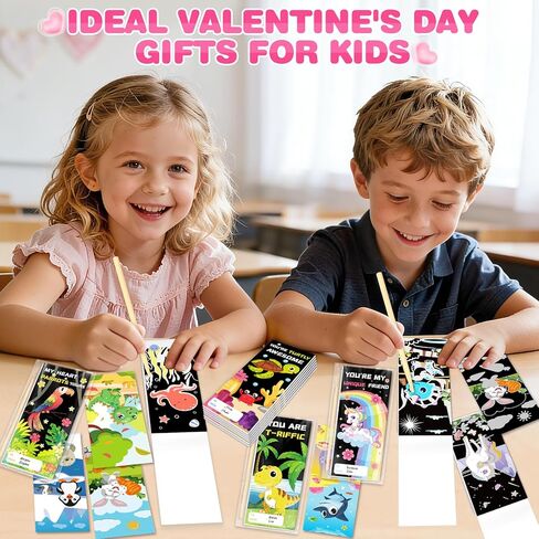 SpringFlower Valentines Day Cards Gift Classroom Exchange,24 Pack Scratch Art Books,Valentines Gift Classroom Exchange Prizes Party Favors Supply, Valentines Scratch Art Toys For Kids in Saudi Arabia