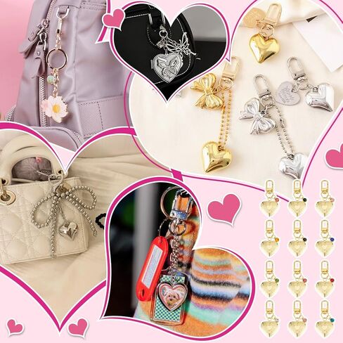 PH PandaHall 12 sets 18k Gold Plated Heart Locket Charms Gold Heart Pendants Memorial Charms Photo Locket Keychain Bag Charm with Birth Stones for Birthday Anniversary, Pendant: 1.2 Inch in Kuwait