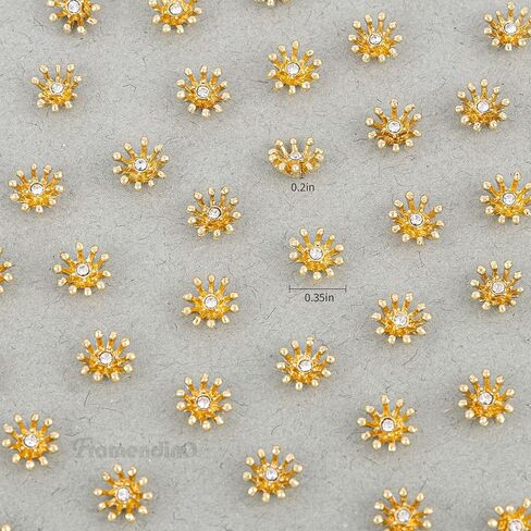 Framendino, 50 Pack Gold Metal Stamen Connectors Flower Pistil Blossom Shapes Charms Bead Caps for DIY Jewelry Making Craft in Saudi Arabia
