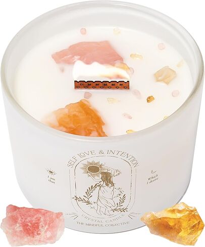 Crystals Candle, Healing Crystals and Stones -12 oz Real Crystals Aromatherapy Candle Gifts for Women. 3 Wick Candle with Crystals Inside, Cute Candles, Aesthetic Luxury Spiritual Gifts for Women in Saudi Arabia