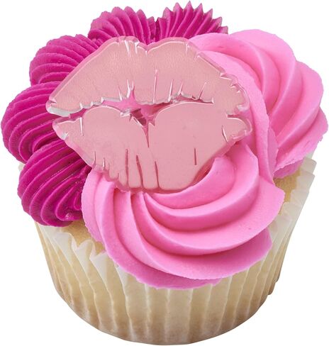 DecoPac Say It With Kisses Rings, 24 Red Lip Cupcake Decorations For Valentine's Day, Wedding, Engagement, Bachelorette, Anniversary, Food Safe Cake Toppers - 24 Pack in Saudi Arabia