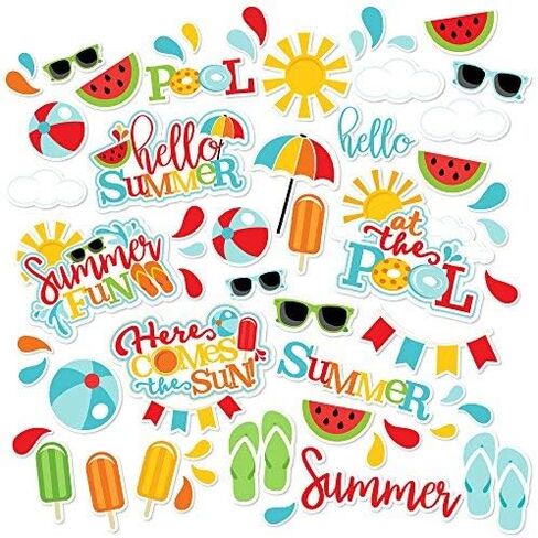 Paper Die Cuts - Summer Fun - Over 60 Cardstock Scrapbook Die Cuts - by Miss Kate Cuttables in Saudi Arabia