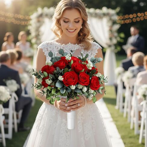 12 PCS Bouquet Holders, Floral Foam Handle with Cage for Fresh & Artificial Flowers, Wedding Bridal Bouquet Supplies for DIY Arrangements (Green Foam, White Handle) in Kuwait