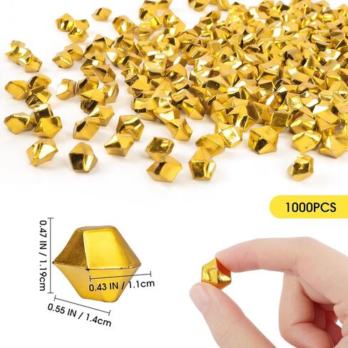 1000PCS Acrylic Gold Nuggets Faux Rocks 0.55 x 0.43 x 0.47 Inch for Vase Fillers, Table Scatter, Centerpieces, Party Wedding DIY Crafts Decorations in Kuwait