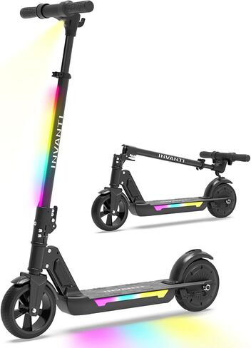 INVANTI KS03 Electric Scooter for Kids Ages 8+, 350W Peak Motor, Max 12mph & 10Miles, 7" Solid Wheel, LED Lights, LED Display & Double Braking, Kids Electric Scooter with 3 Adjustable Speeds & Heights in Saudi Arabia