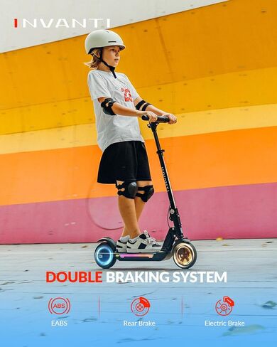 INVANTI KS03 Electric Scooter for Kids Ages 8+, 350W Peak Motor, Max 12mph & 10Miles, 7" Solid Wheel, LED Lights, LED Display & Double Braking, Kids Electric Scooter with 3 Adjustable Speeds & Heights in Saudi Arabia
