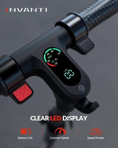 INVANTI KS03 Electric Scooter for Kids Ages 8+, 350W Peak Motor, Max 12mph & 10Miles, 7" Solid Wheel, LED Lights, LED Display & Double Braking, Kids Electric Scooter with 3 Adjustable Speeds & Heights in Saudi Arabia