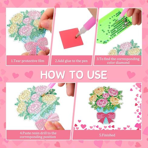 BBTO 12 جهاز كمبيوتر شخصى عيد الحب الماس الفن سلاسل المفاتيح مجموعات 5D DIY الماس اللوحة مفتاح سلسلة الحلي 5D القلب الحب الوردي التماثيل فراشة قلادة الحرف للكبار عيد الحب لوازم الحفلات الهدايا in Saudi Arabia
