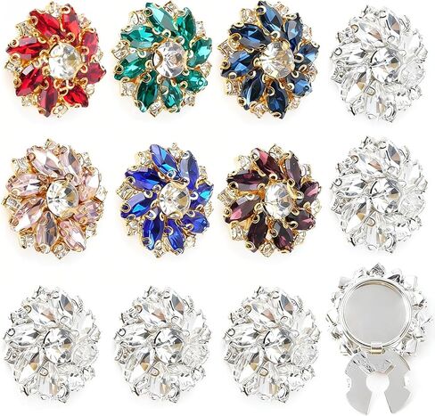 Supkirr 12 Pcs Rhinestone Button Covers for Women Blouses, 7-Colors Button Jewelry Clip, Detachable Crystal Buttons Cover for Women Men Shirts, Sewing Clothing Decorative and DIY Craft Decor in Saudi Arabia