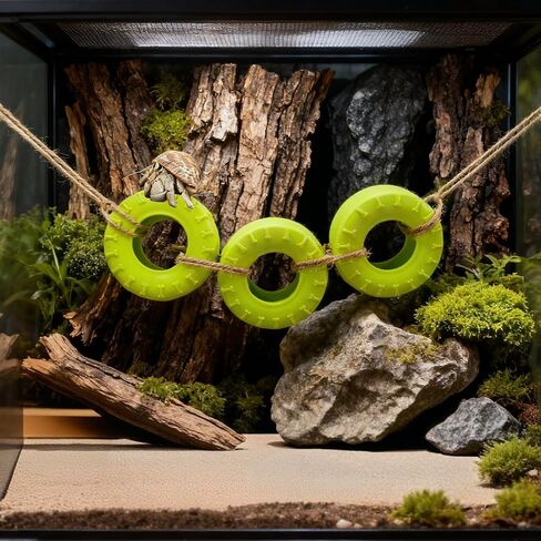 Hermit Crab Climbing Accessories Decor for Reptile Tank Tire Swing for Hermit Crab Chameleon Leopard Gecko Tree Frog Lizard Jumping Spider in Saudi Arabia