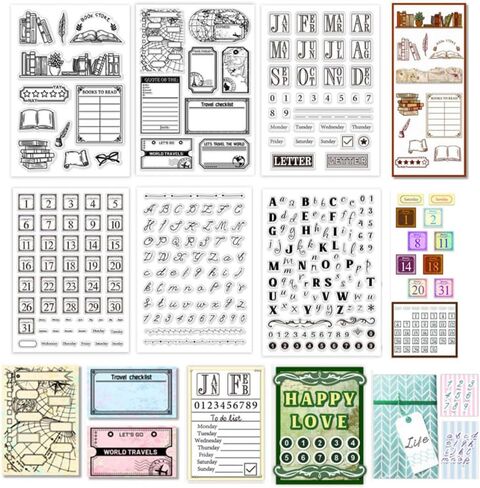 PH PandaHall 6 Sheets Planner Calendar Clear Stamps, Week Month Silicone Stamps Schedule Transparent Stamp for Card Making DIY Scrapbooking Embossing Photo Journal Album Decoration in Saudi Arabia