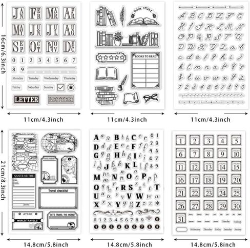 PH PandaHall 6 Sheets Planner Calendar Clear Stamps, Week Month Silicone Stamps Schedule Transparent Stamp for Card Making DIY Scrapbooking Embossing Photo Journal Album Decoration in Saudi Arabia
