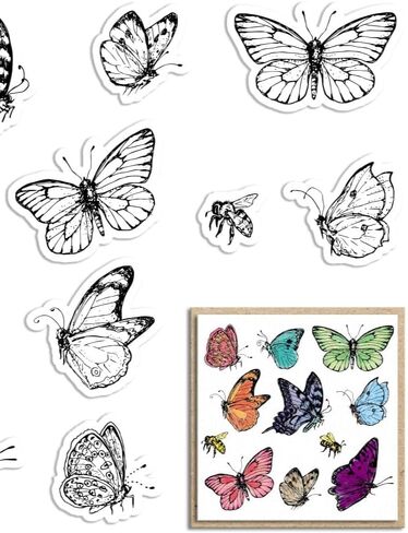 Butterfly Clear Stamps for Card Making and Journaling, Bee Silicone Stamps Insects Butterfly Rubber Stamps for Scrapbooking DIY Cards Album Crafts Supplies in Saudi Arabia