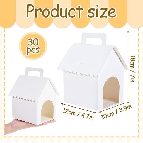 AOZUO 30 Pcs Dog Party Favor Boxes, Dog House Shaped Treat Gift Boxes with Holes Foldable Cardboard with Handle Cardboard Dogs House for Puppy Pet Adoption DIY Crafting Birthday Supplies in Saudi Arabia