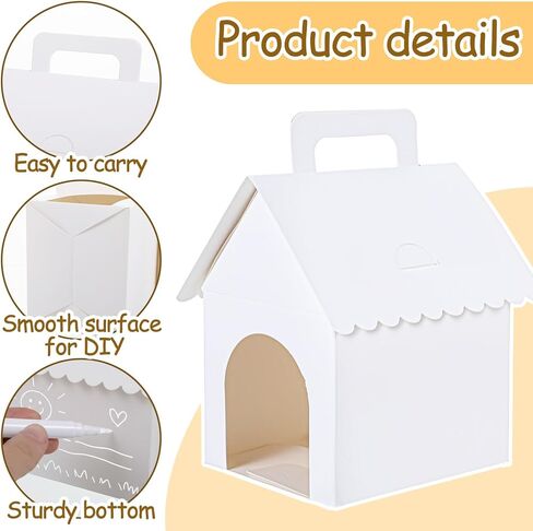 AOZUO 30 Pcs Dog Party Favor Boxes, Dog House Shaped Treat Gift Boxes with Holes Foldable Cardboard with Handle Cardboard Dogs House for Puppy Pet Adoption DIY Crafting Birthday Supplies in Saudi Arabia