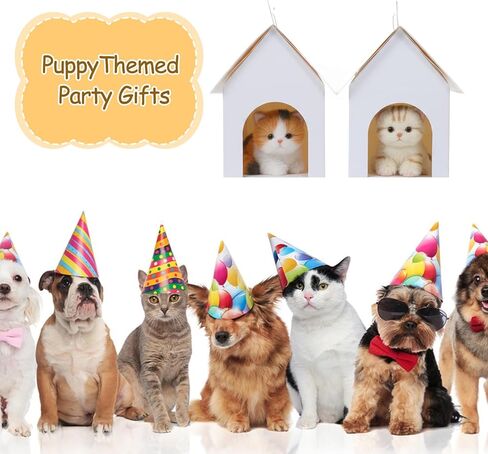 AOZUO 30 Pcs Dog Party Favor Boxes, Dog House Shaped Treat Gift Boxes with Holes Foldable Cardboard with Handle Cardboard Dogs House for Puppy Pet Adoption DIY Crafting Birthday Supplies in Saudi Arabia