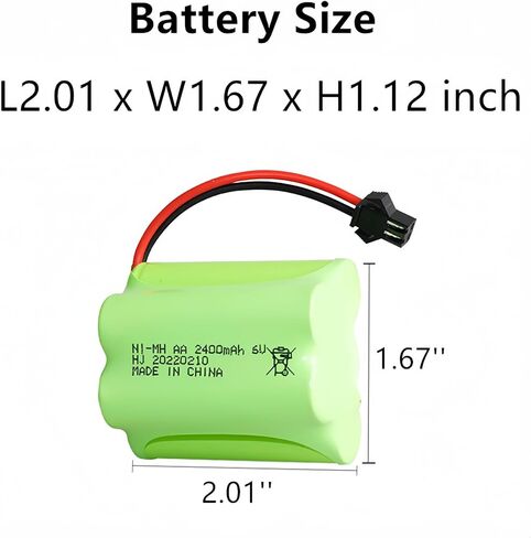 6V 2400mAh Rechargeable AA Battery Pack with SM 2P Plug for Amphibious RC Car Outdoor Solar Light Security Light Electric Tools RC Truck Car 2 Pack with USB Charger Cable in Kuwait