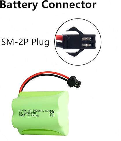 6V 2400mAh Rechargeable AA Battery Pack with SM 2P Plug for Amphibious RC Car Outdoor Solar Light Security Light Electric Tools RC Truck Car 2 Pack with USB Charger Cable in Kuwait