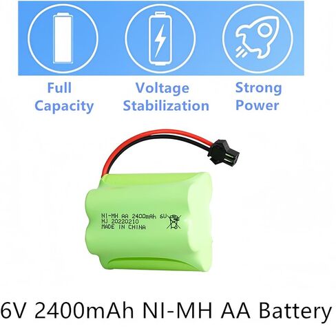 6V 2400mAh Rechargeable AA Battery Pack with SM 2P Plug for Amphibious RC Car Outdoor Solar Light Security Light Electric Tools RC Truck Car 2 Pack with USB Charger Cable in Kuwait