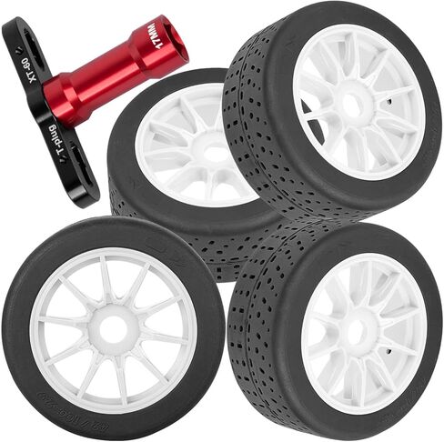 RC Wheels and Tires Set for 1/7 Infraction 6S BLX,1/8 Typhon 6s BLX,Limitless RC Car,(4PCS) Plastic Wheel,Highway Tires Wheels,White in Saudi Arabia