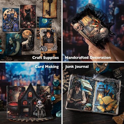300 Sheets Gothic Scrapbook Paper - 6 pack Junk Journaling Dark Academia Paper for Planner Bullet Supplies, Magic Room Decor for Cards Making Decorative Craft Collage Gifts in Saudi Arabia