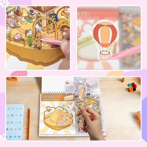 2 Books 20 Style 3D Sticker Scene Books DIY 3D Scene Sticker Make Your Own Scenes Miniature Room Sticker Therapy for Relief Stress Pass The Time in Saudi Arabia