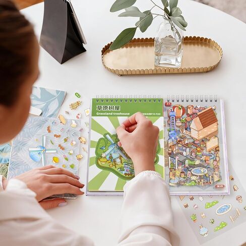 2 Books 20 Style 3D Sticker Scene Books DIY 3D Scene Sticker Make Your Own Scenes Miniature Room Sticker Therapy for Relief Stress Pass The Time in Saudi Arabia