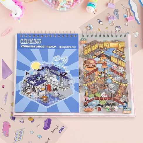 2 Books 20 Style 3D Sticker Scene Books DIY 3D Scene Sticker Make Your Own Scenes Miniature Room Sticker Therapy for Relief Stress Pass The Time in Saudi Arabia