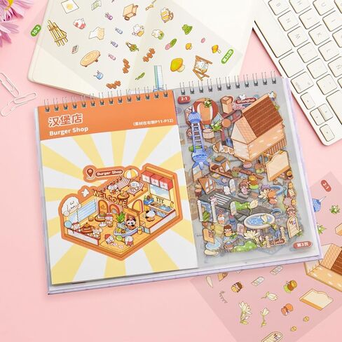 2 Books 20 Style 3D Sticker Scene Books DIY 3D Scene Sticker Make Your Own Scenes Miniature Room Sticker Therapy for Relief Stress Pass The Time in Saudi Arabia