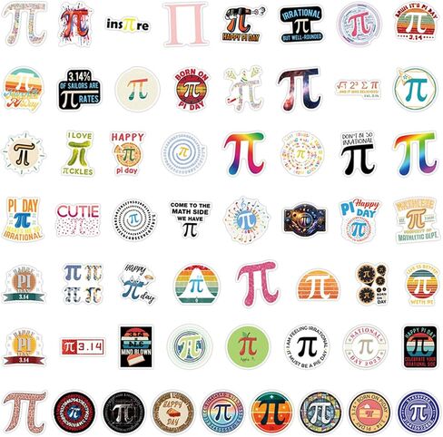 55 Pcs Pi Day Stickers Math Sticker Happy Pi Day Decals International Day of Mathematics Science Lapel Stickers Π Day Accessories Decoration for Math Party Gift (Multicolour-A) in Saudi Arabia