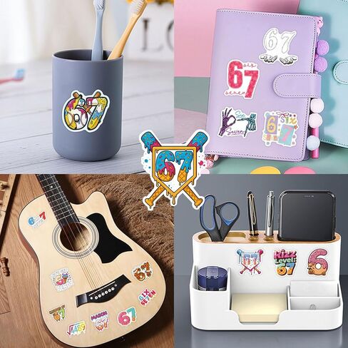 100 Pcs Six Seven Cartoon Stickers, Funny 6 7 Stickers, Waterproof Vinyl Decals for Laptop, Water Bottles, Phone, Luggage, Fun Meme Gift for Teens Adults in Kuwait