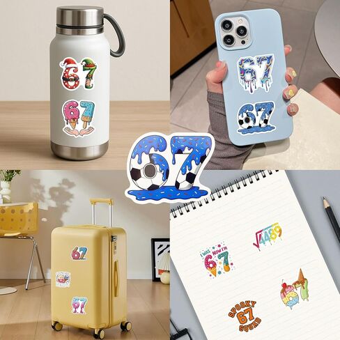 100 Pcs Six Seven Cartoon Stickers, Funny 6 7 Stickers, Waterproof Vinyl Decals for Laptop, Water Bottles, Phone, Luggage, Fun Meme Gift for Teens Adults in Kuwait