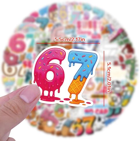 100 Pcs Six Seven Cartoon Stickers, Funny 6 7 Stickers, Waterproof Vinyl Decals for Laptop, Water Bottles, Phone, Luggage, Fun Meme Gift for Teens Adults in Kuwait