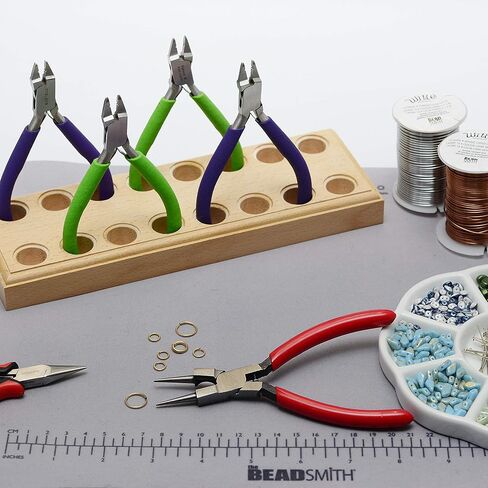 كماشة مسبحة ذات أنف مستديرة من Beadsmith مع قطاعة حرفية - أداة دقيقة مقاس 5.5 بوصة (140 مم) مع مقبض زنبركي لصنع المجوهرات، والمشروعات اليدوية، والحرفية in Saudi Arabia