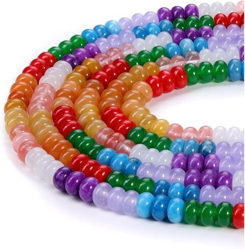 Jovivi 5x8mm Natural Rondelle Stone Beads,Tiger Eye Black Obsidian Hematite Polished Semi Precious Gemstone Abacus Beads,Genuine Real Healing Crystals Bead for Bracelet Necklace Jewelry Making in Saudi Arabia