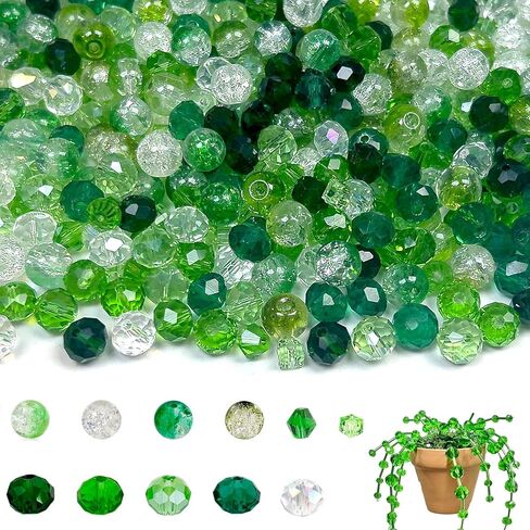 846pcs 8mm Assorted Glass Beads Green, Crystal Faceted Crackle Loose Beads for St. Patrick's Day, Plant Pot Making, Earrings Bracelet Necklace Jewelry Making, Craft DIY in Saudi Arabia