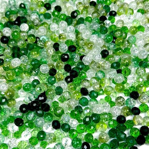 846pcs 8mm Assorted Glass Beads Green, Crystal Faceted Crackle Loose Beads for St. Patrick's Day, Plant Pot Making, Earrings Bracelet Necklace Jewelry Making, Craft DIY in Saudi Arabia