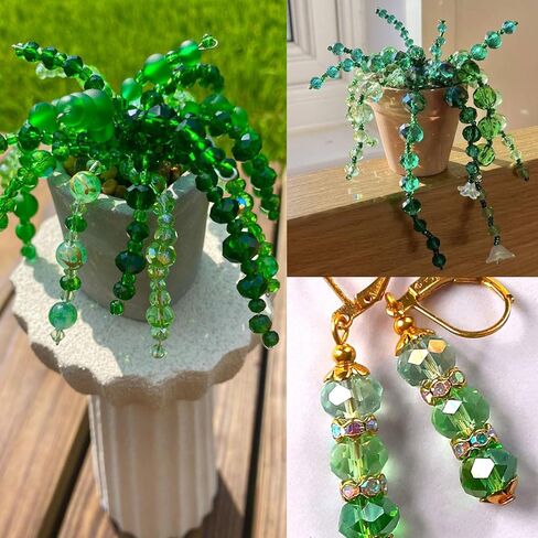 846pcs 8mm Assorted Glass Beads Green, Crystal Faceted Crackle Loose Beads for St. Patrick's Day, Plant Pot Making, Earrings Bracelet Necklace Jewelry Making, Craft DIY in Saudi Arabia