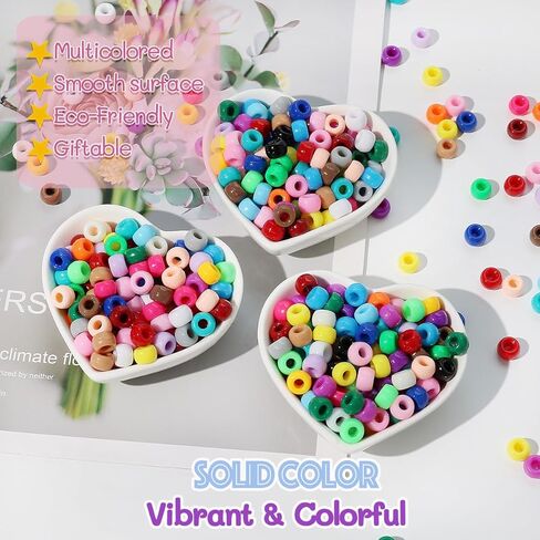 1000pcs Pony Beads Bulk for Bracelets,6 * 9mm Large Hole Colored Kandi Beads for Hair and Keychain Making,Friendship Necklace for Gift and DIY Crafts(Mixed Colors) in Saudi Arabia