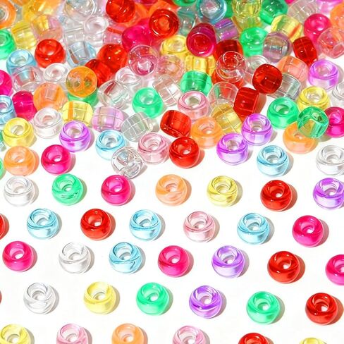 1000pcs Pony Beads Bulk for Bracelets,6 * 9mm Large Hole Colored Kandi Beads for Hair and Keychain Making,Friendship Necklace for Gift and DIY Crafts(Mixed Colors) in Saudi Arabia